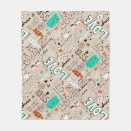 Liefdescitaten Doodle Patroon Fleece Deken