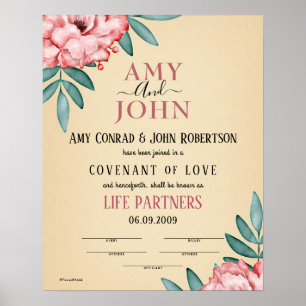 Liefdesconvenant huwelijksakte poster