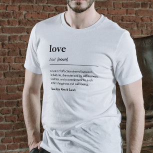 Liefdesdefinitie koppelnamen die overeenkomen met  t-shirt