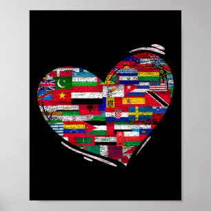 Liefdesdiversiteit Nationale Vlaggen Hart Aarde Da Poster