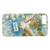 Liefdesduif blauw witte bloemetjes Case-Mate iPhone Case (Achterkant (Horizontaal))