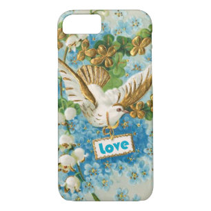  Liefdesduif blauw witte bloemetjes iPhone 8/7 Hoesje