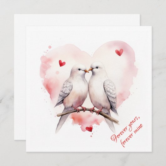 liefdesduiven | Aangepaste tekst | VALENTIJNS Feestdagenkaart (Voorkant / Achterkant)