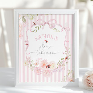 Liefdesfout Wildflower Favor Baby Shower Roze Poster