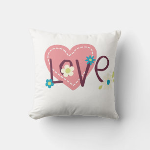Liefdeshart Bloemtypografie Clip Art Kussen