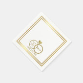 liefdeshart en twee trouwringen gepersonaliseerd servetten (Hoek)