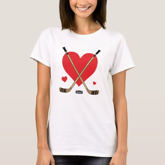 Liefdeshart Hockeysticks Dames T-shirt (Voorkant)
