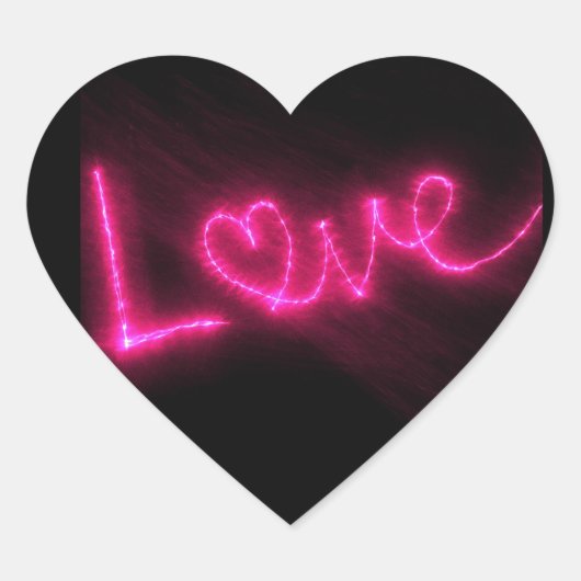 liefdeshart neon hot roze zwarte stickers (Voorkant)