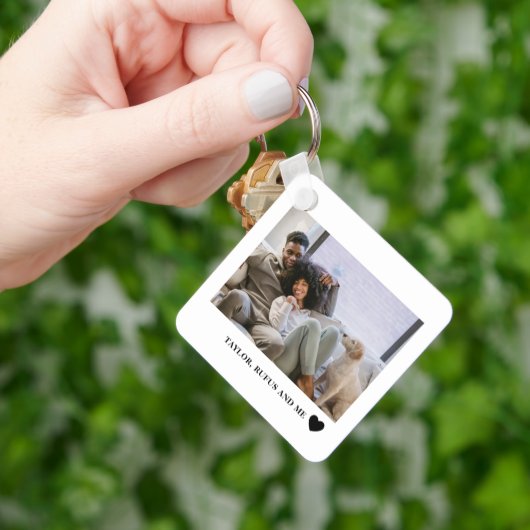 Liefdeshart tekst en 2 foto's sleutelhanger (Hand)