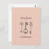  liefdesharten en Franse sleutels Briefkaart (Voorkant / Achterkant)