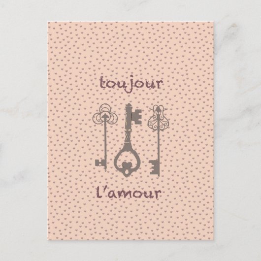  liefdesharten en Franse sleutels Briefkaart (Voorkant)