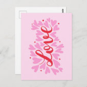 Liefdesharten - roze en rood briefkaart (Voorkant / Achterkant)