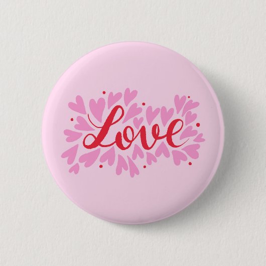Liefdesharten - roze en rood ronde button 5,7 cm (Voorkant)