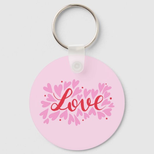 Liefdesharten - roze en rood sleutelhanger (Voorkant)