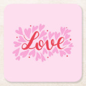 Liefdesharten - roze en rood vierkante kartonnen onderzetter (Voorkant)