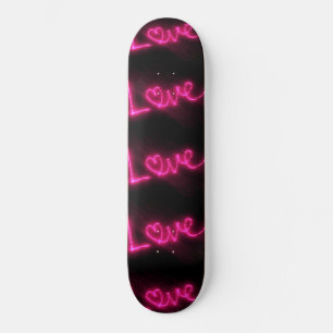 liefdeshartenneon hot-roze zwarte skateboard