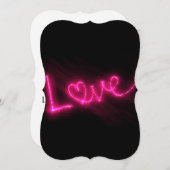 liefdeshartenneon hotroze zwarte bruiloft kaart (Voorkant / Achterkant)