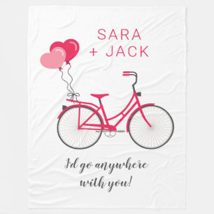 Liefdeshartjes Fiets Valentijnsdag Persoonlijk Aan Fleece Deken