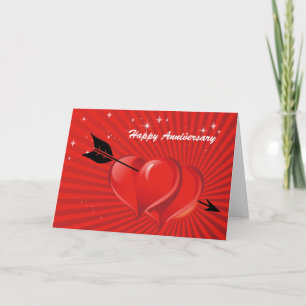 Liefdeshartjes met Pijl Huwelijksjubileum Kaart