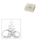 Liefdesinsecten met harten 	rubberstempel (Gestempeld)