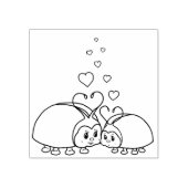 Liefdesinsecten met harten 	rubberstempel (Afrduk)