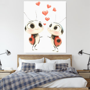 Liefdeskevers in de lucht – Mooie lieveheersbeestj Canvas Afdruk