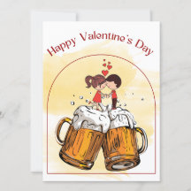 Liefdeskoppel Bier Drinken Gelukkige Valentijnsdag