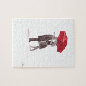 Liefdeskoppel rode paraplu romantisch koppel kus legpuzzel (Horizontaal)