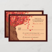 Liefdeskoppel vallende harten eik RSVP (Voorkant / Achterkant)