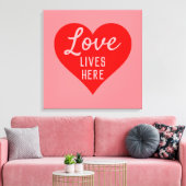 Liefdeslevens hier Bericht Canvas Afdruk (Insitu (Woonkamer))