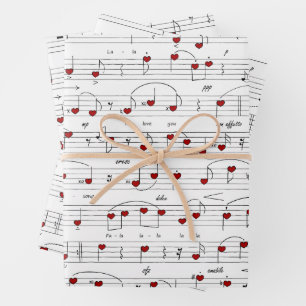 Liefdeslied Romantische Harten Muziekscore Inpakpapier Vel