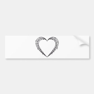 liefdesmuziek, muzikale noten hart bumpersticker
