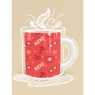 Liefdespatroon met Hartjes, XOXO en Sleutels Koffiemok