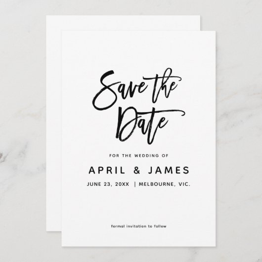 Liefdespenseeltypografie Save The Date (Voorkant / Achterkant)