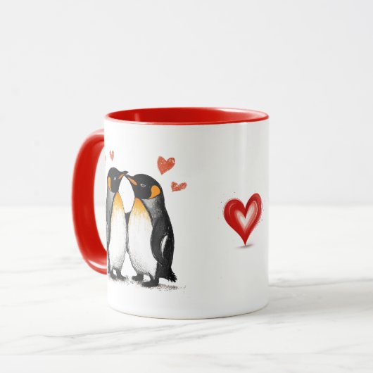 Liefdespinguïns, Vriendin vriendje cadeau, eigen t Mok (Voorkant links)