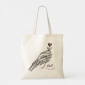 Liefdesscript Gotisch Skelet Hart Hand Monogram Tote Bag (Achterkant)
