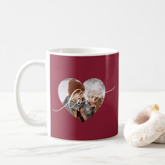 Liefdesscript Hart Foto Rood Koffiemok (Met donut)