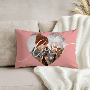 Liefdesscript Hart Foto Roze Lage Rug Kussen