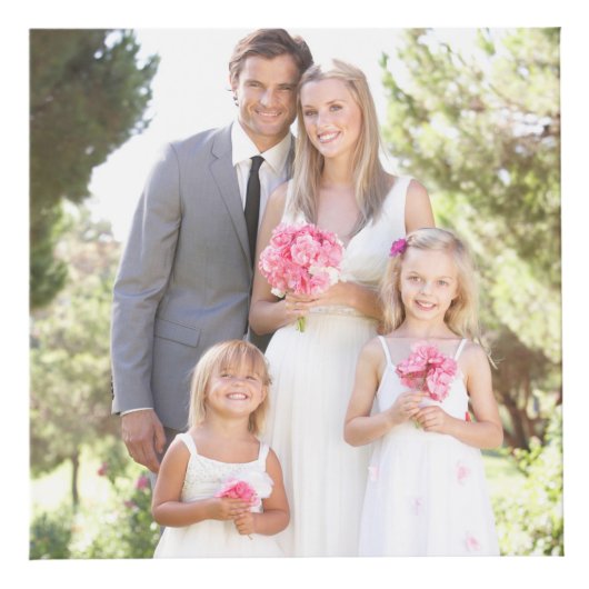 Liefdesscript met aangepaste namen en trouwfoto's kubus (Voorkant)