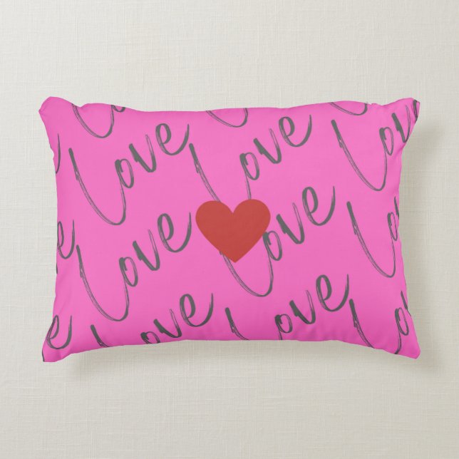 Liefdesscript met hart  accent kussen (Voorkant)