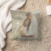 Liefdesscript modern 2 foto hart gepersonaliseerd kussen (Deken)