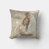 Liefdesscript modern 2 foto hart gepersonaliseerd kussen (Voorkant)