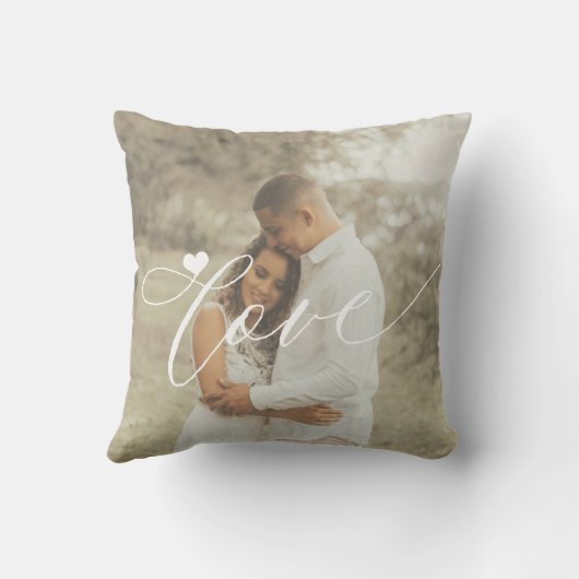 Liefdesscript moderne 2 foto hart gepersonaliseerd kussen (Achterkant)