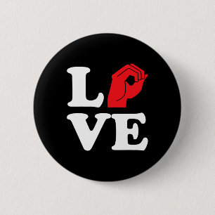 Liefdessymbool ASL Ronde Button 5,7 Cm
