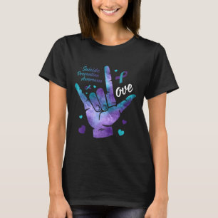 Liefdesteken Teal & Paarse Lint Zelfmoordpreventie T-shirt