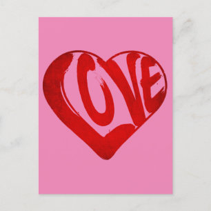 LIEFDESTEKST IN RODE TYPOGRAFIE VALENTIJN DAG BRIEFKAART