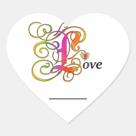 Liefdestickers met jouw naam of boodschap hart sticker (Voorkant)