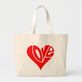 Liefdestypografie in hartvorm grote tote bag
