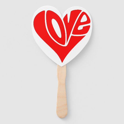 Liefdestypografie in hartvorm handwaaier (Voorkant)