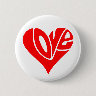 Liefdestypografie in hartvorm ronde button 5,7 cm